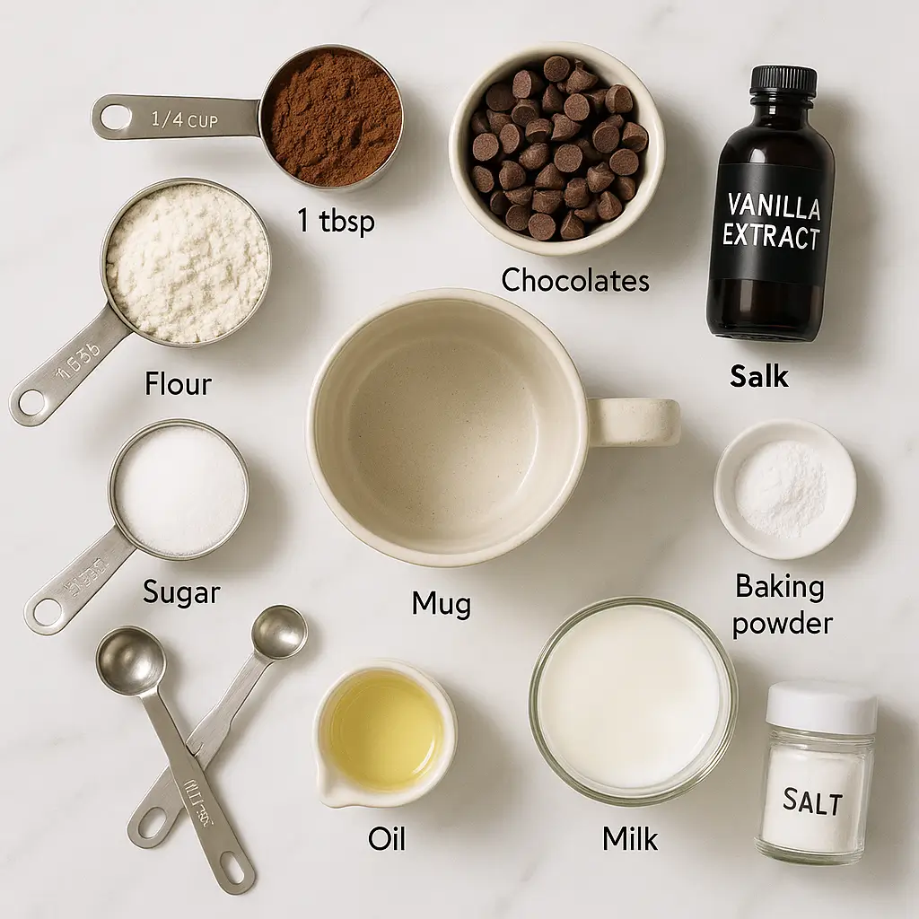 Chocolate Chip Mug Cake ingridients